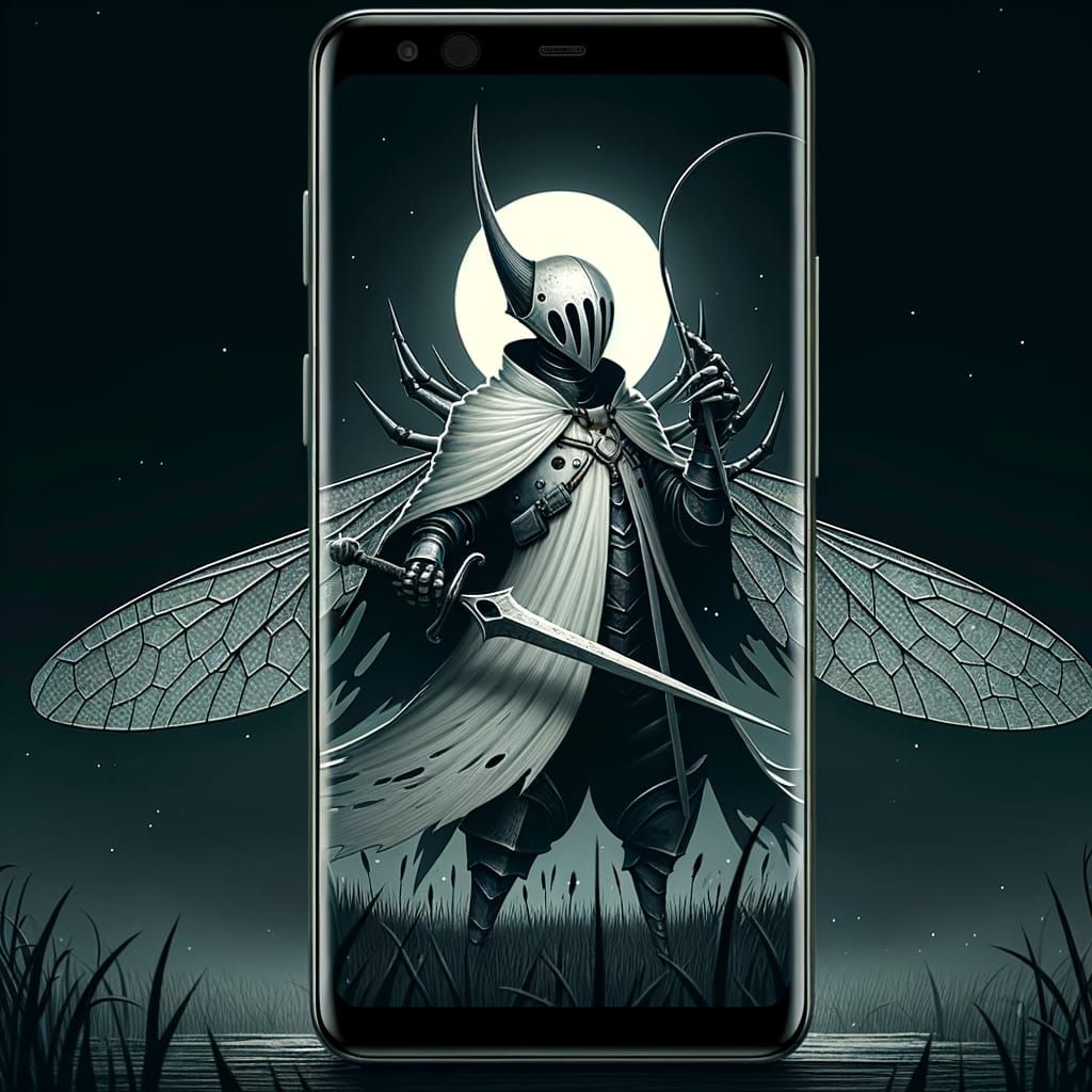 Halloween Knight Cellphone Wallpaper with Ghostly Wings
