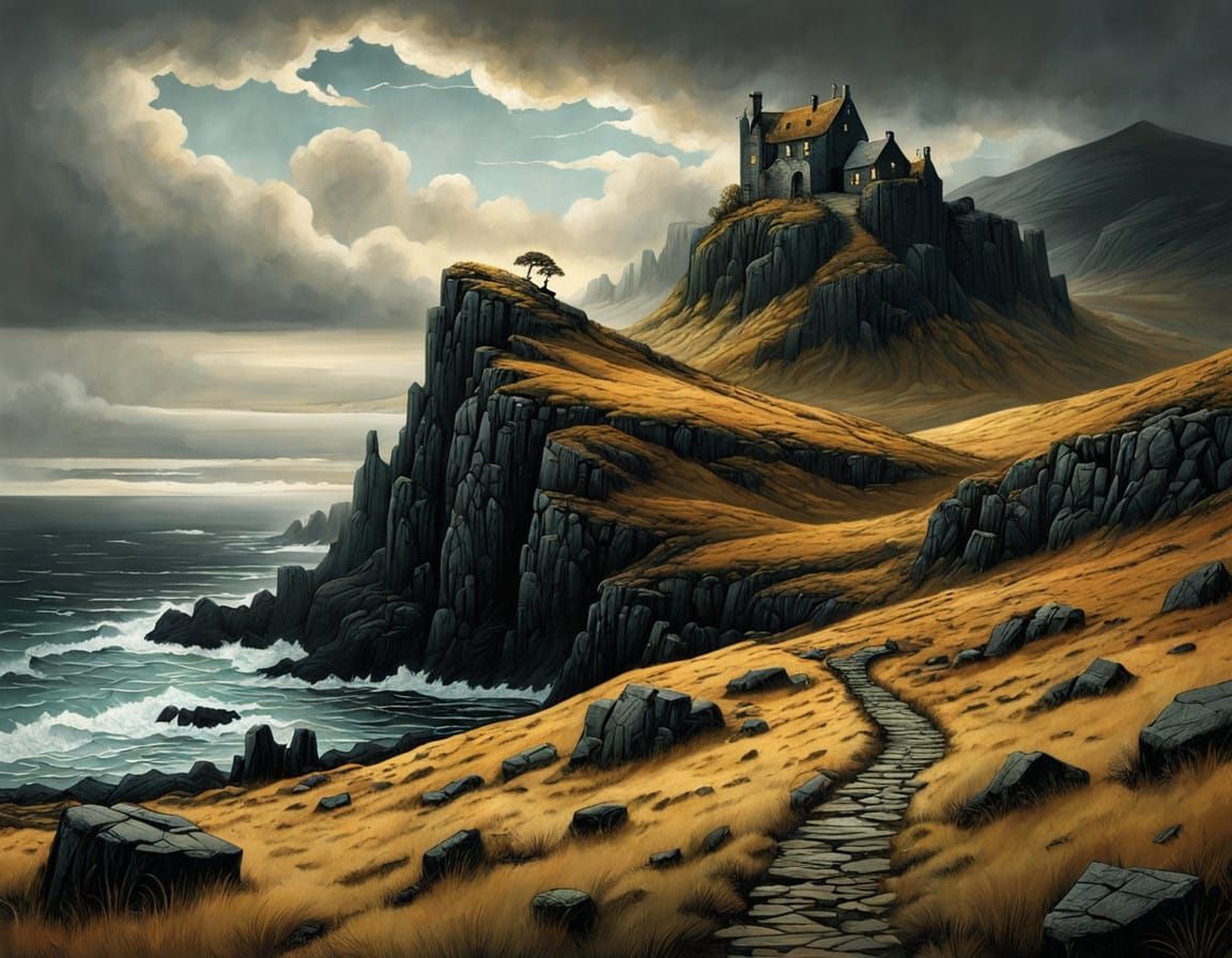 Dark Fantasy Scottish Highlands in Intricate Detail