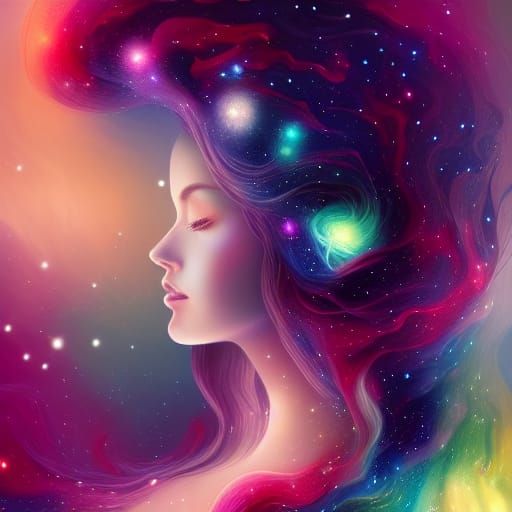 Woman Made of Galaxy Digital Artwork