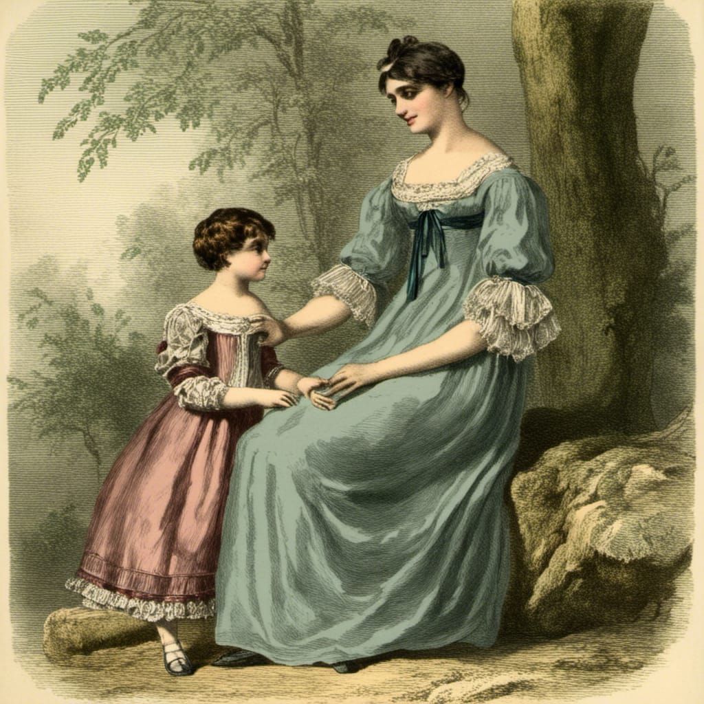 Regency Era Mother and Daughter Portrait