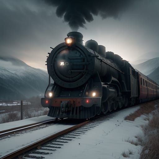 Train Rides Through a Misty Mountain Landscape in Cinematic ...