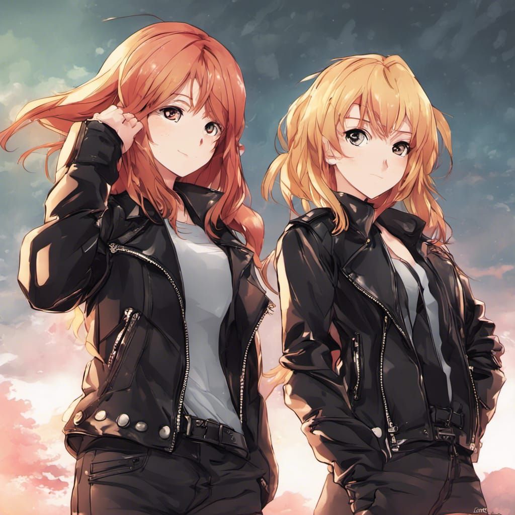 Redhead and Blonde in Anime Art Style