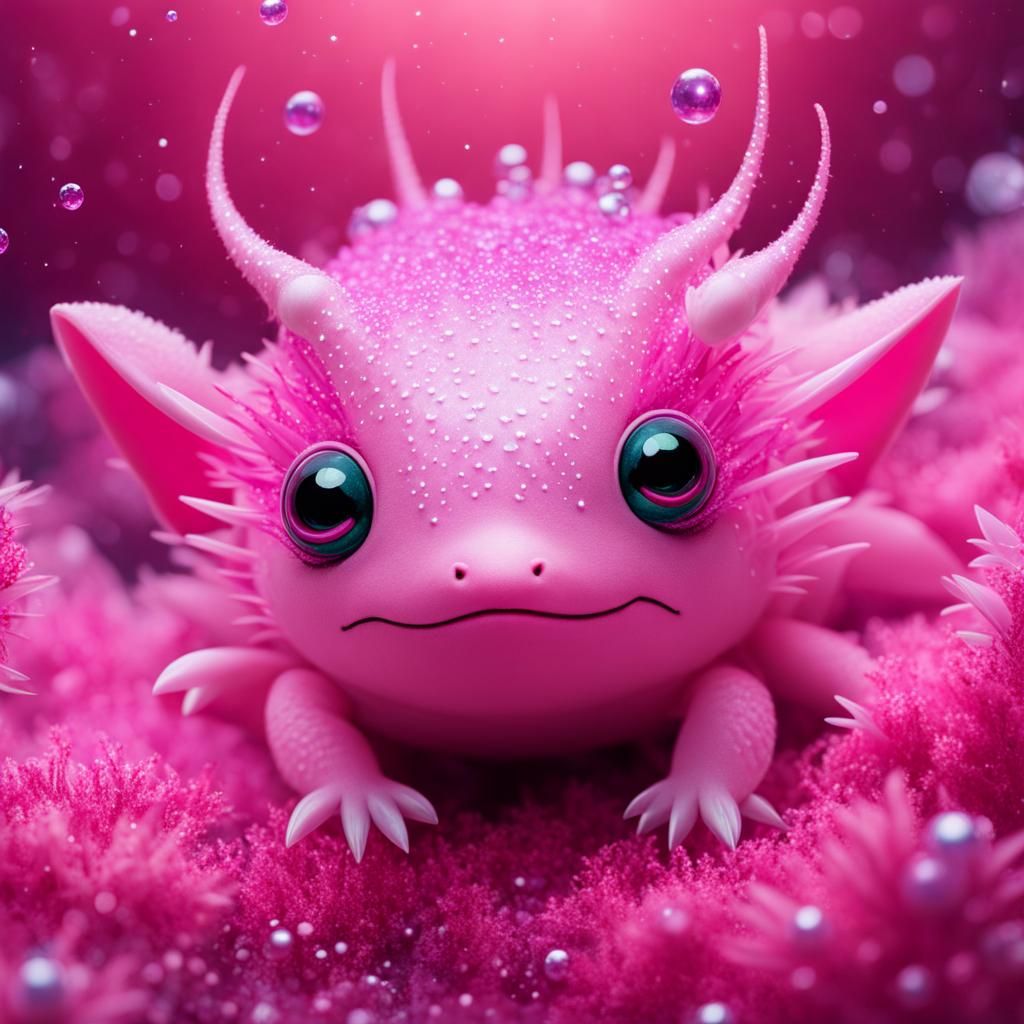 Sparkly Pink Axolotl with Galaxy Swirl