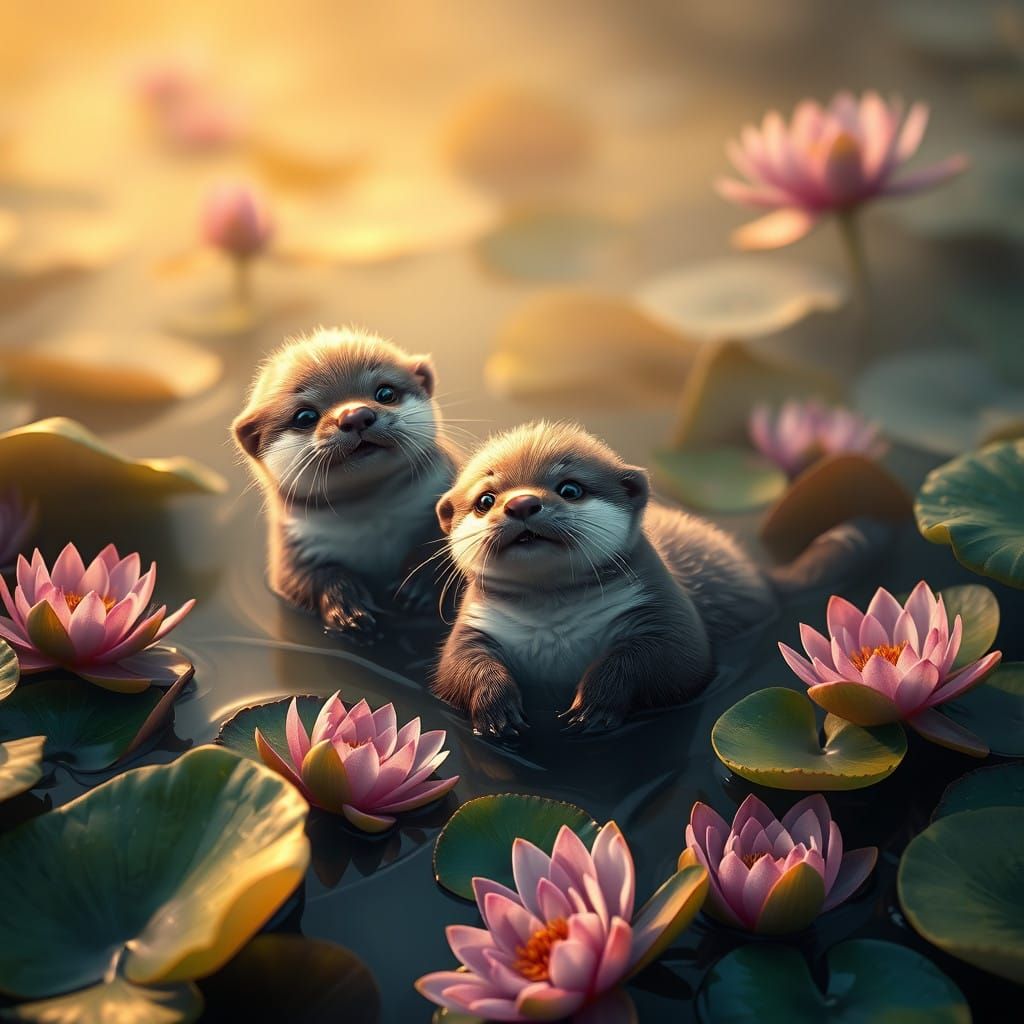 Whimsical Water Lily Oasis in Vibrant Colors