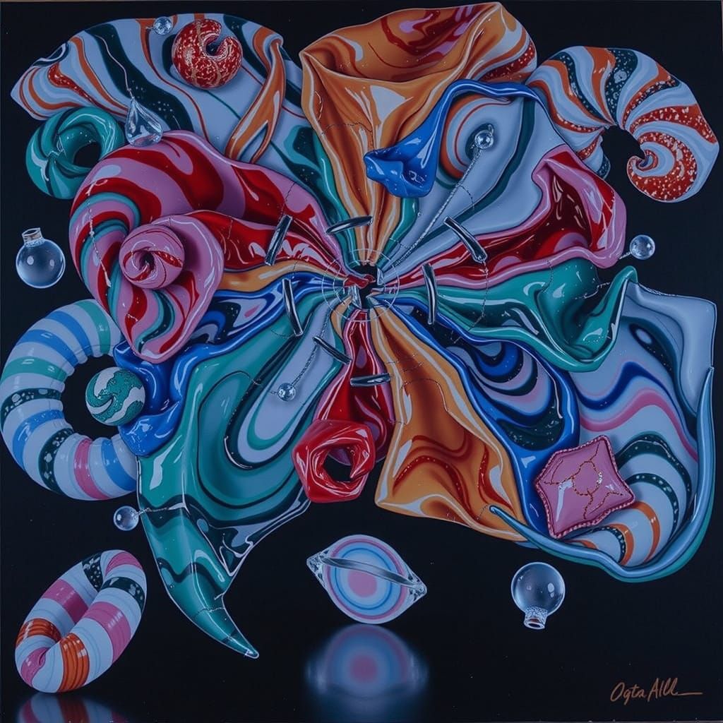 Abstract Swirling Gelato Colors in Bold Geometric Shapes