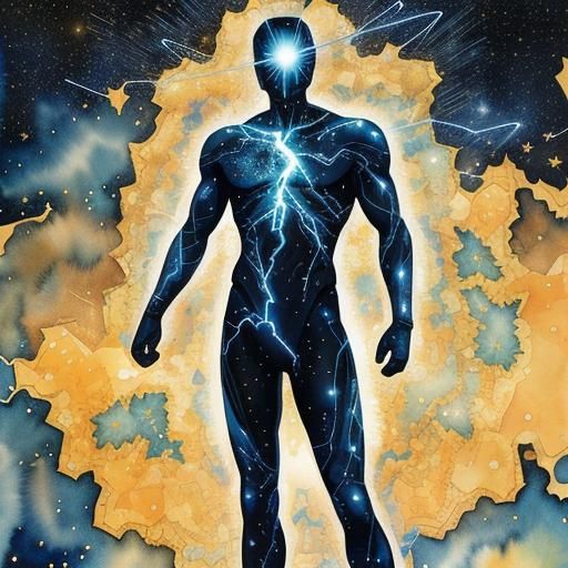 Android Silhouette in Starry Night Sky