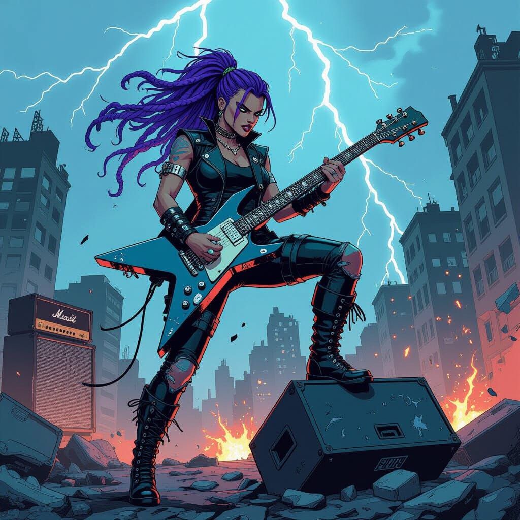 Black Riff: Anti-Heroine on Shattered Stage, Comic Style