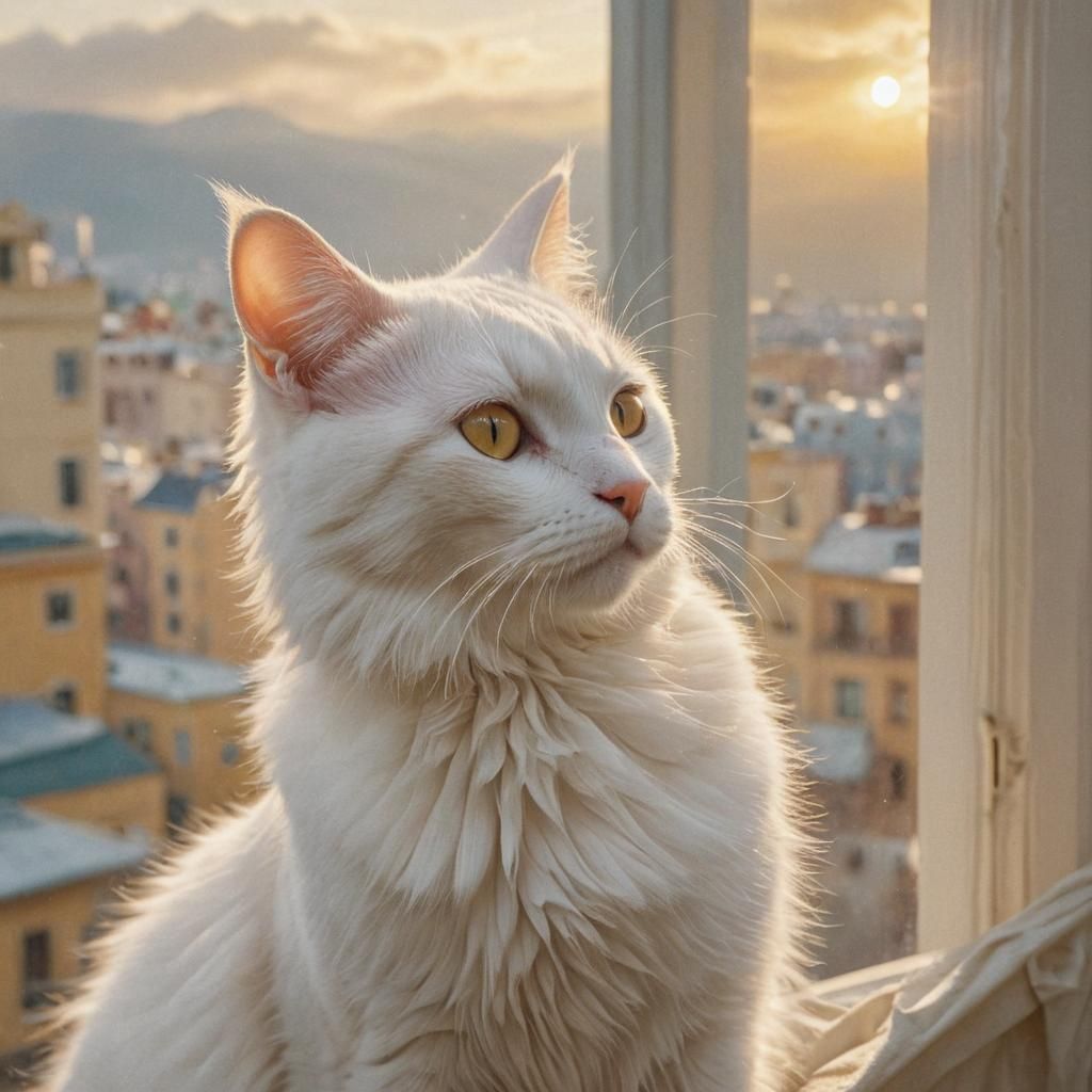 Cute Cat in Hotel Room: Fantasy Concept Art