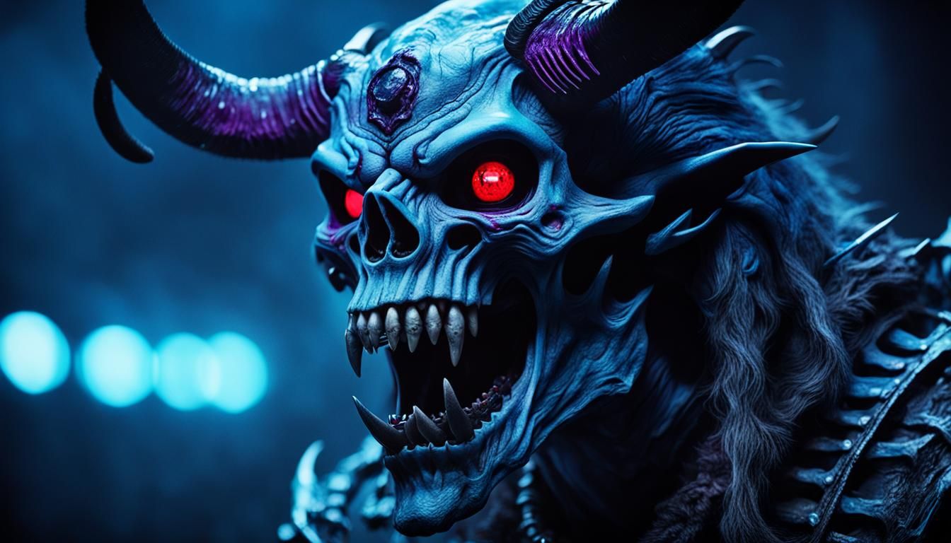 Wendigo-Krampus Skull Mask in Sci-Fi Horror Style