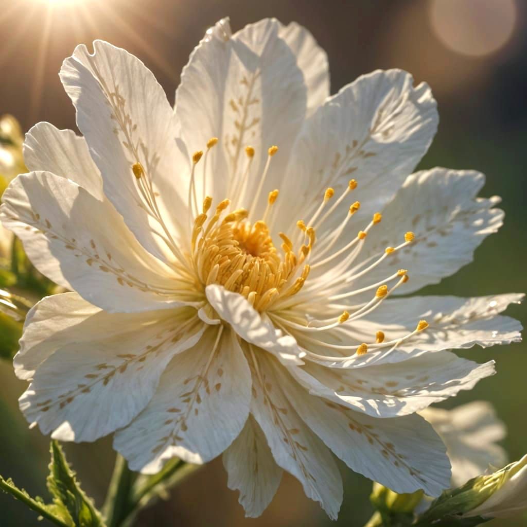 Ornate Filigree Flower in Golden Hour Sunlight