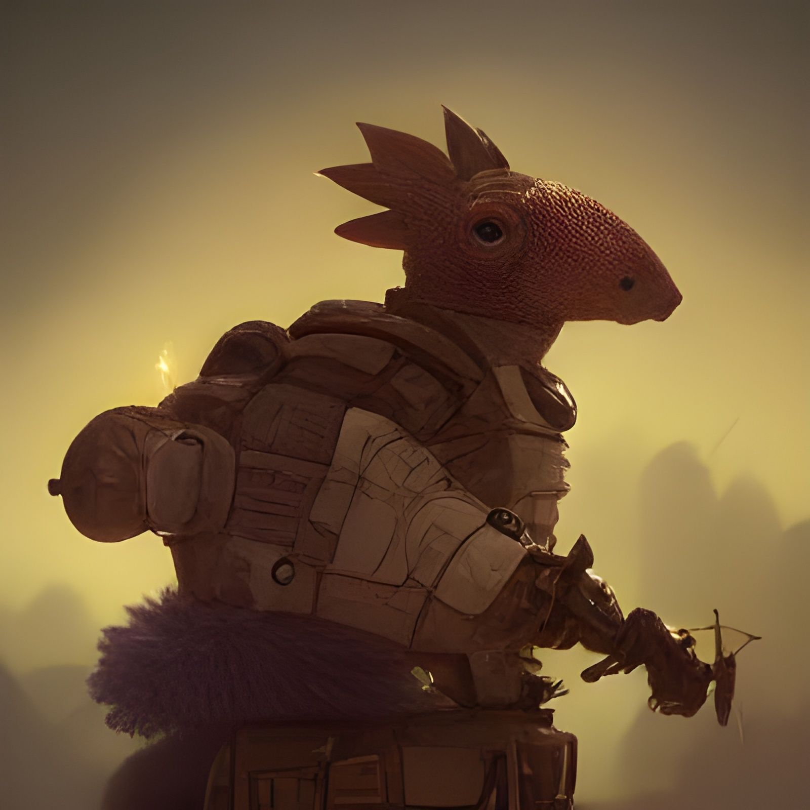 sci-fi trojan armadillo postman on lsd with pet pygmy pony