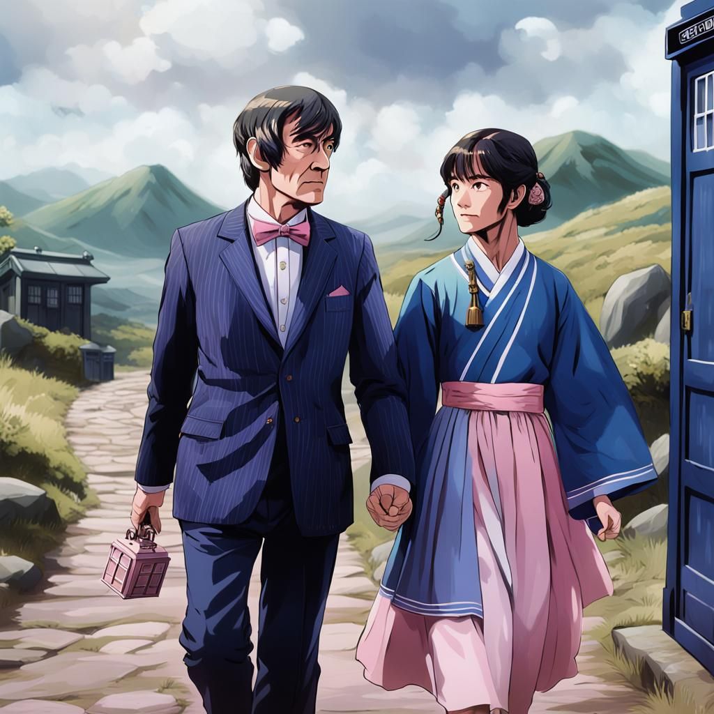 Doctor Who: Troughton and Companion in Ghibli Style