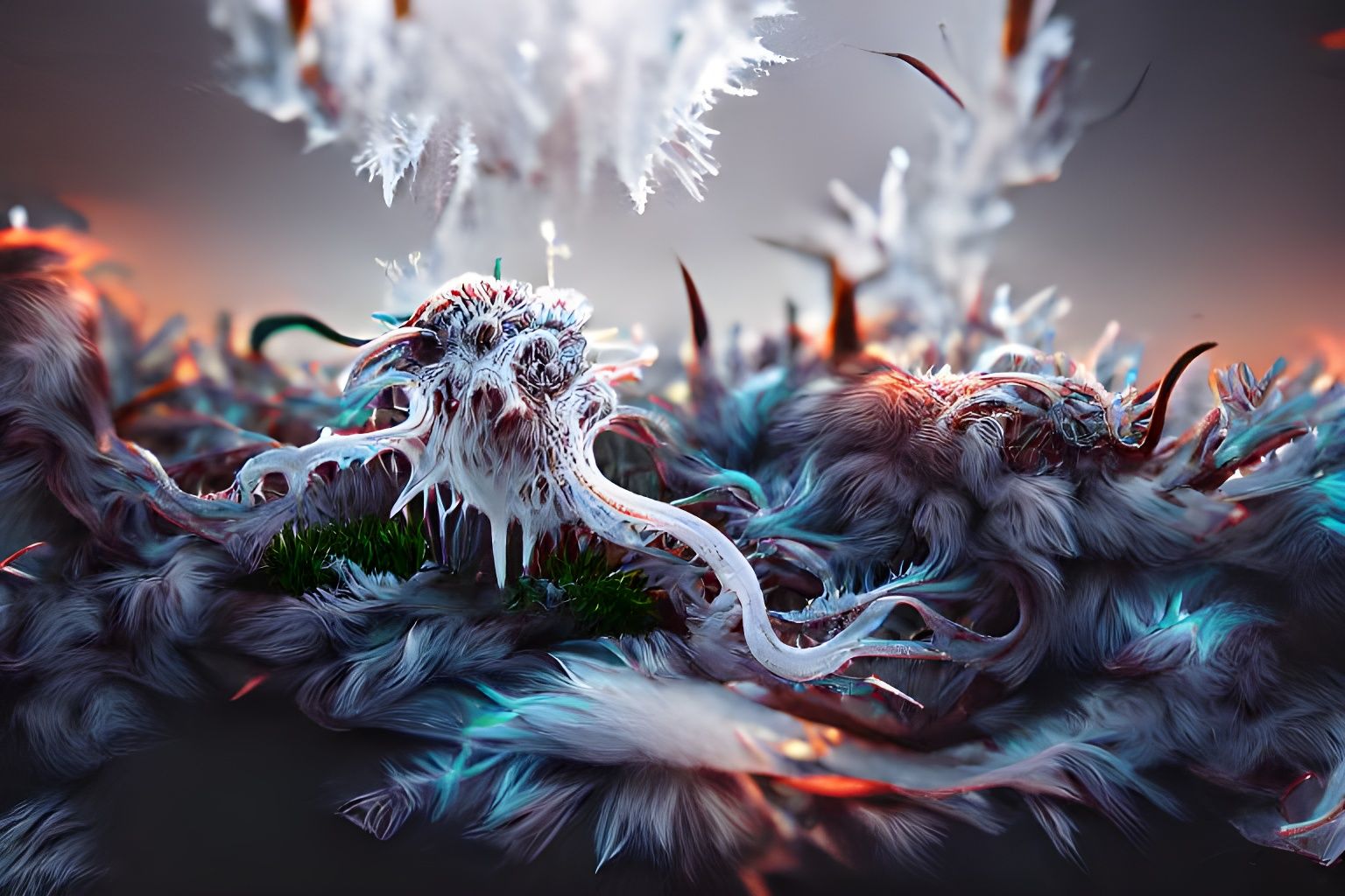 Fluffy Hoarfrost Tentacle Monster in 8k Resolution
