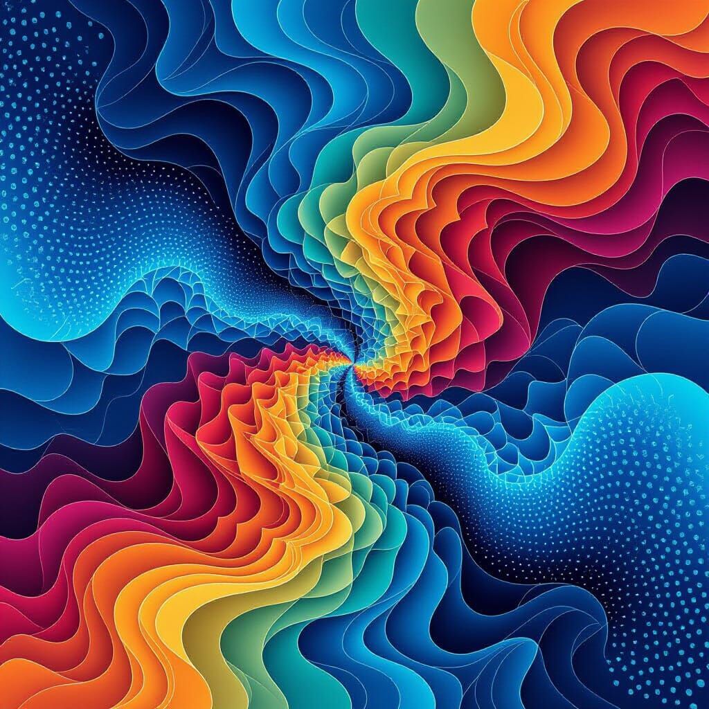 Abstract Fractal Wave Pattern in Neon Futurism Style