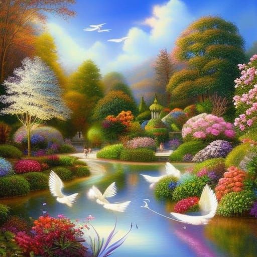 Angels and Gods in a Heavenly Garden