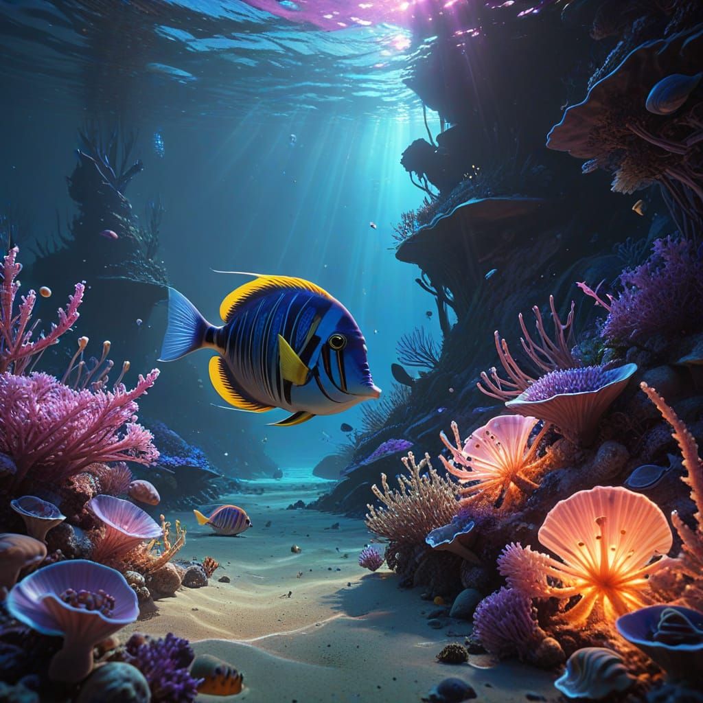 Ethereal Oceanic Dreamscape in Vibrant Digital Art