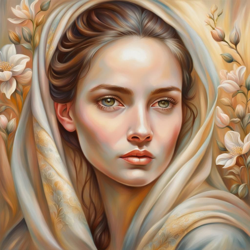Ethereal Beauty in Soft Focus Oil Painting