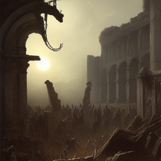 Fallen Soldiers in Ancient Ruins: Gothic Horror
