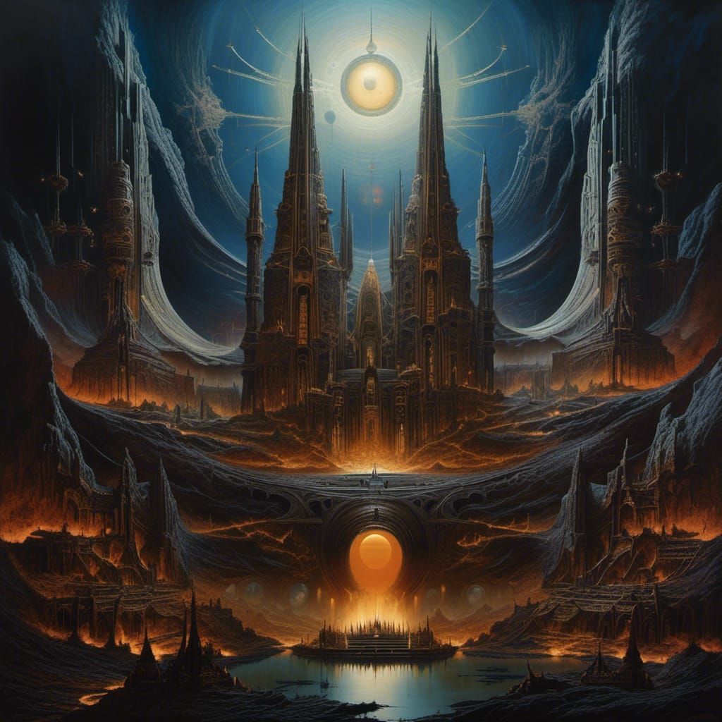Cursed City of Carcosa Under Twin Suns