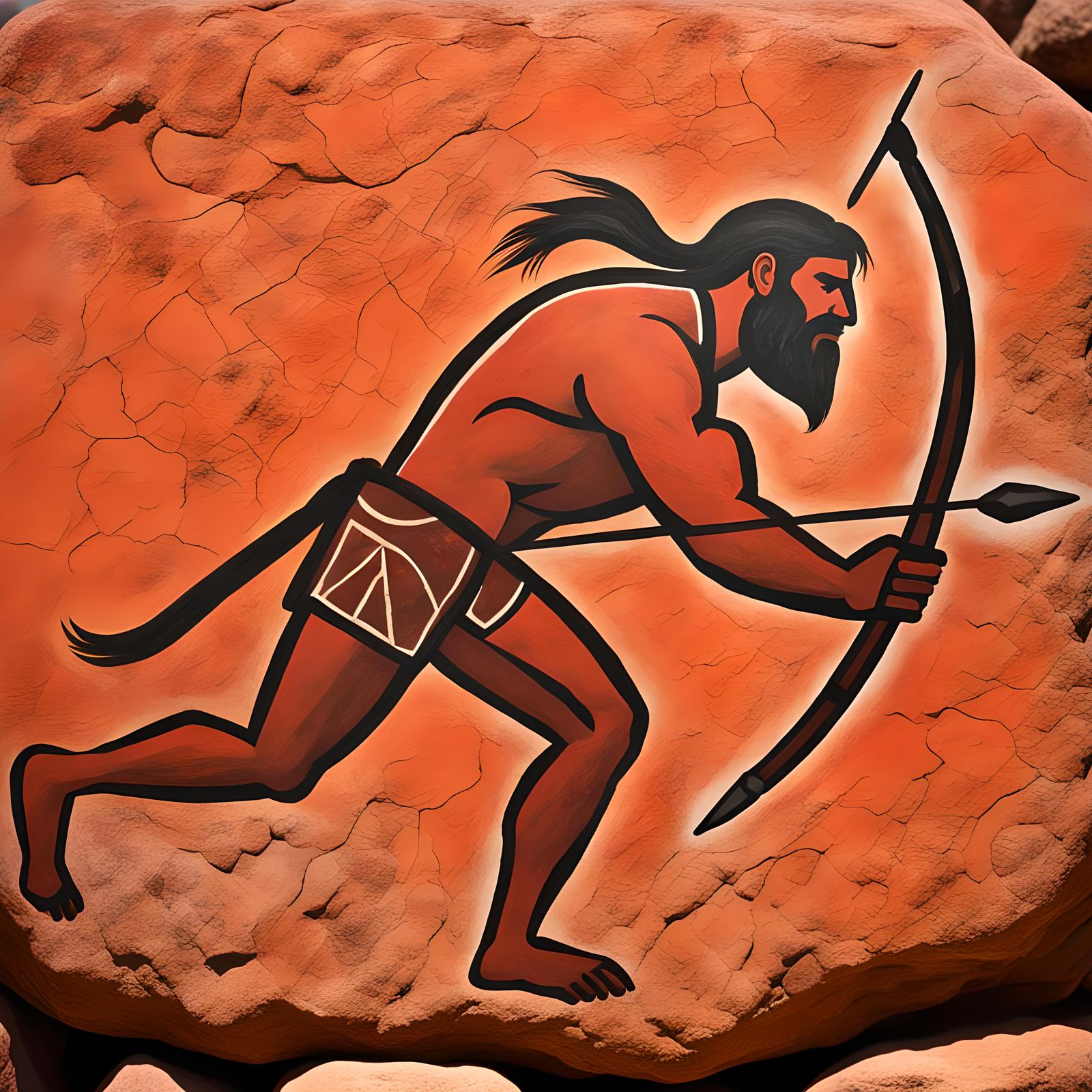 Prehistoric Man with Spear in Altamira Style