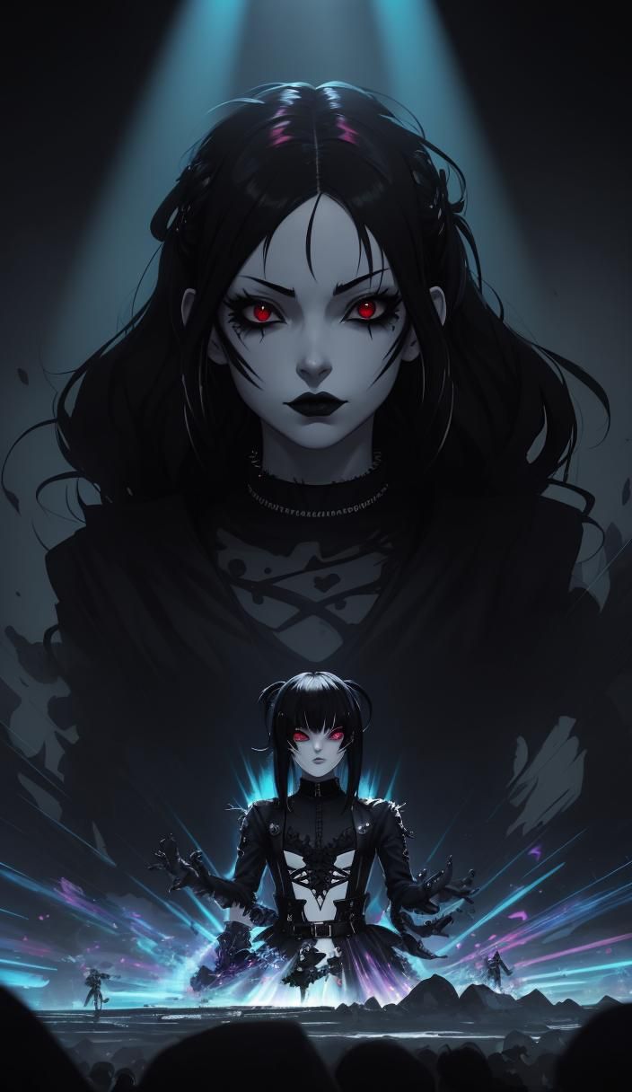 Lilo and Stitch Goth Concert in 3D Anime Style