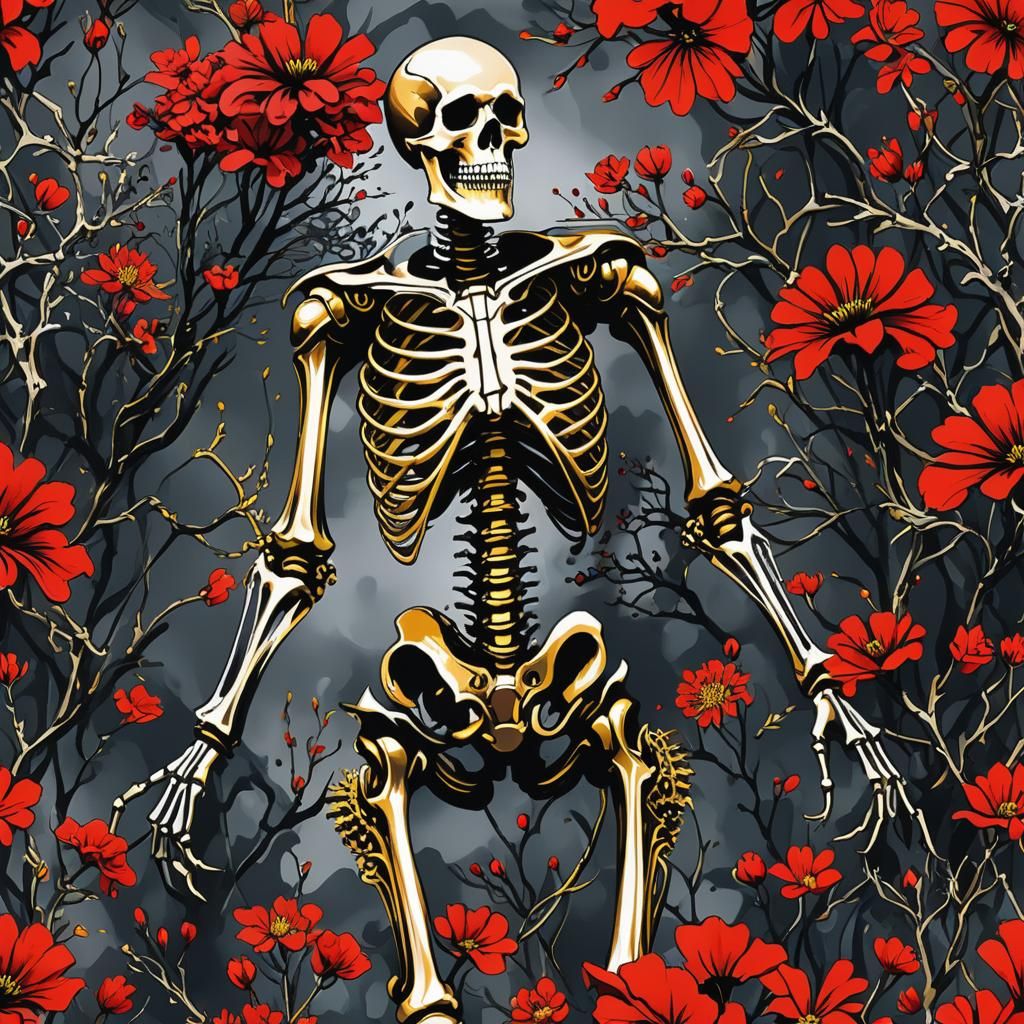 Gearpunk Skeleton Arcology in Chinese Ink Style