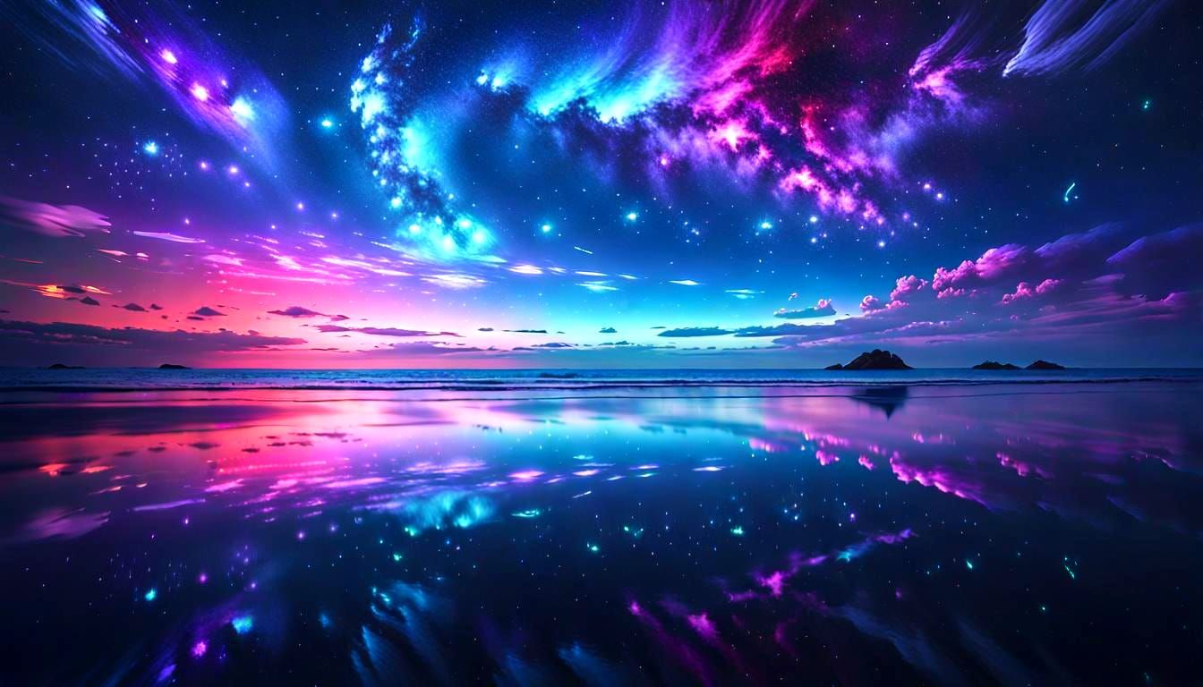 Iridescent Starry Night Reflection: Poster Art