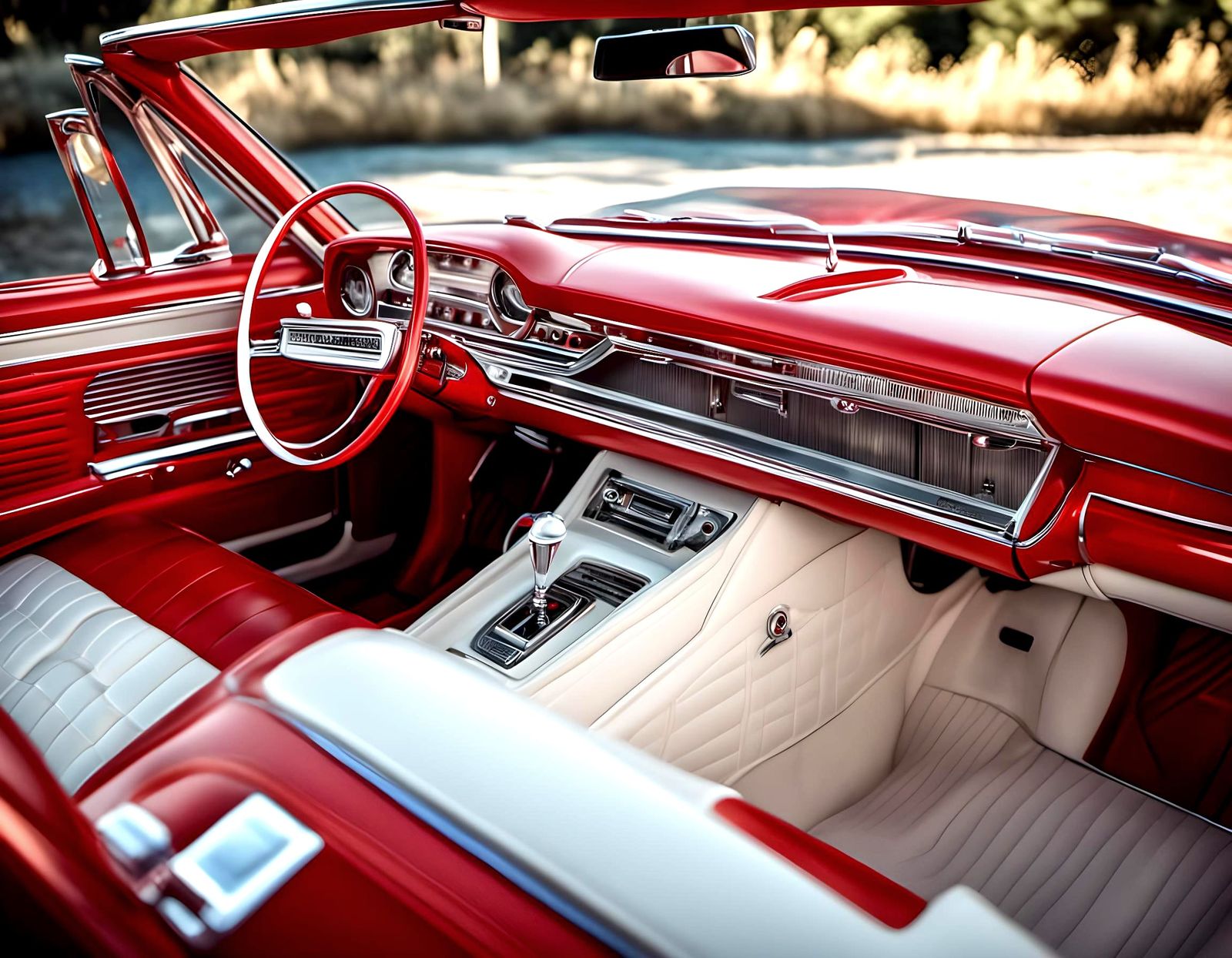 1963 Ford Galaxie Convertible, red interior