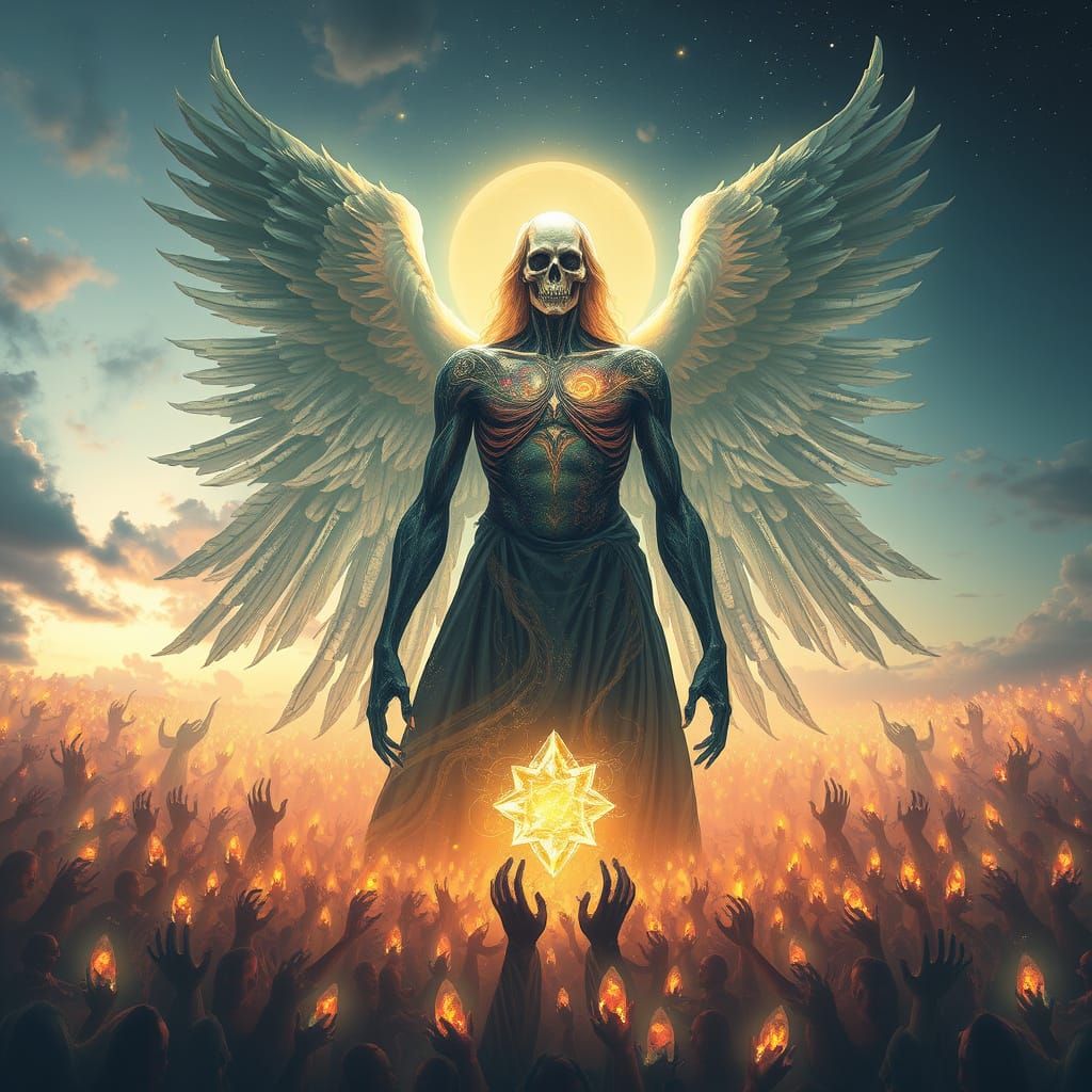 Cosmic Angel of Passage in Ethereal Style