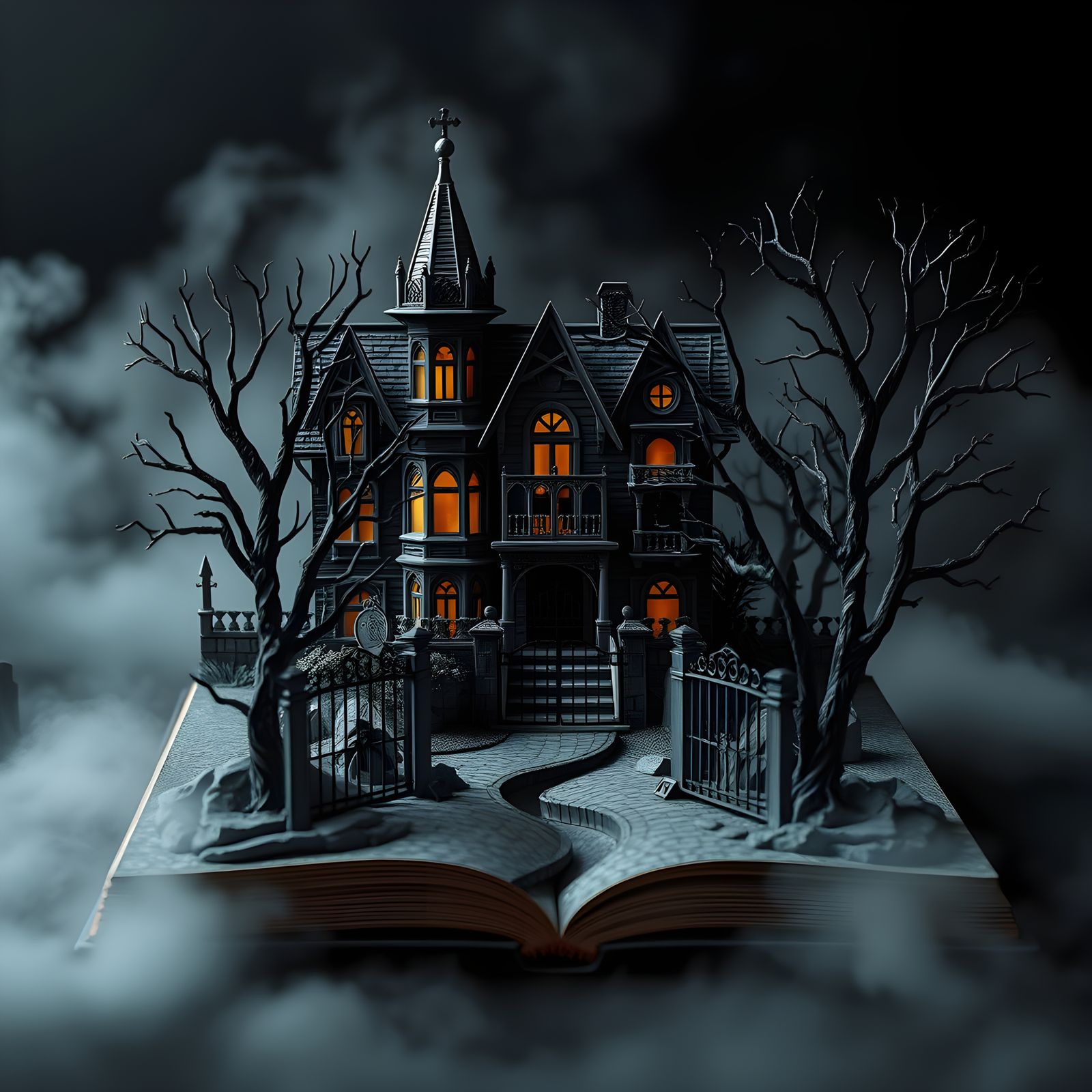 Gothic Haunted Mansion in Papercraft Book