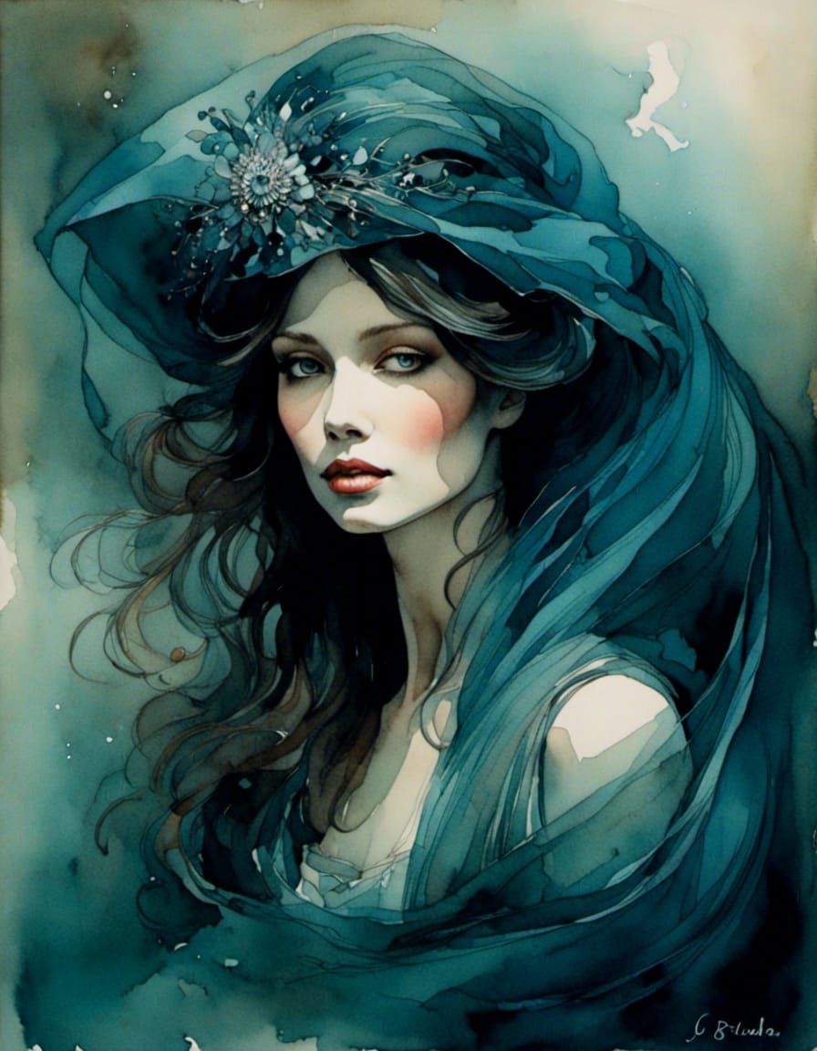 Woman Portraits where tulle veils add mystery and softness t...