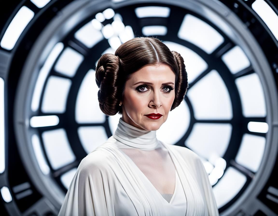 Princess Leia Portrait in Millennium Falcon, Realistic Style
