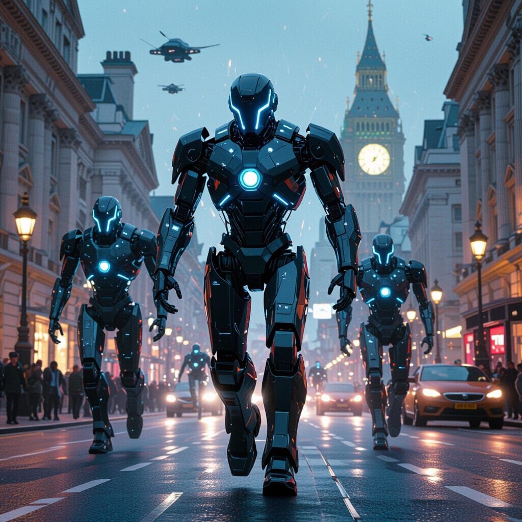 Robots Storm Buckingham Palace in Dystopian Style