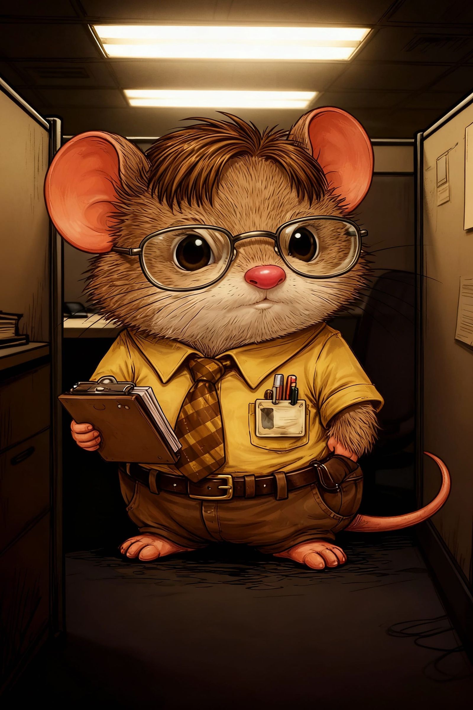 Tiny Shrew Dressed As Dwight Schrute In Office