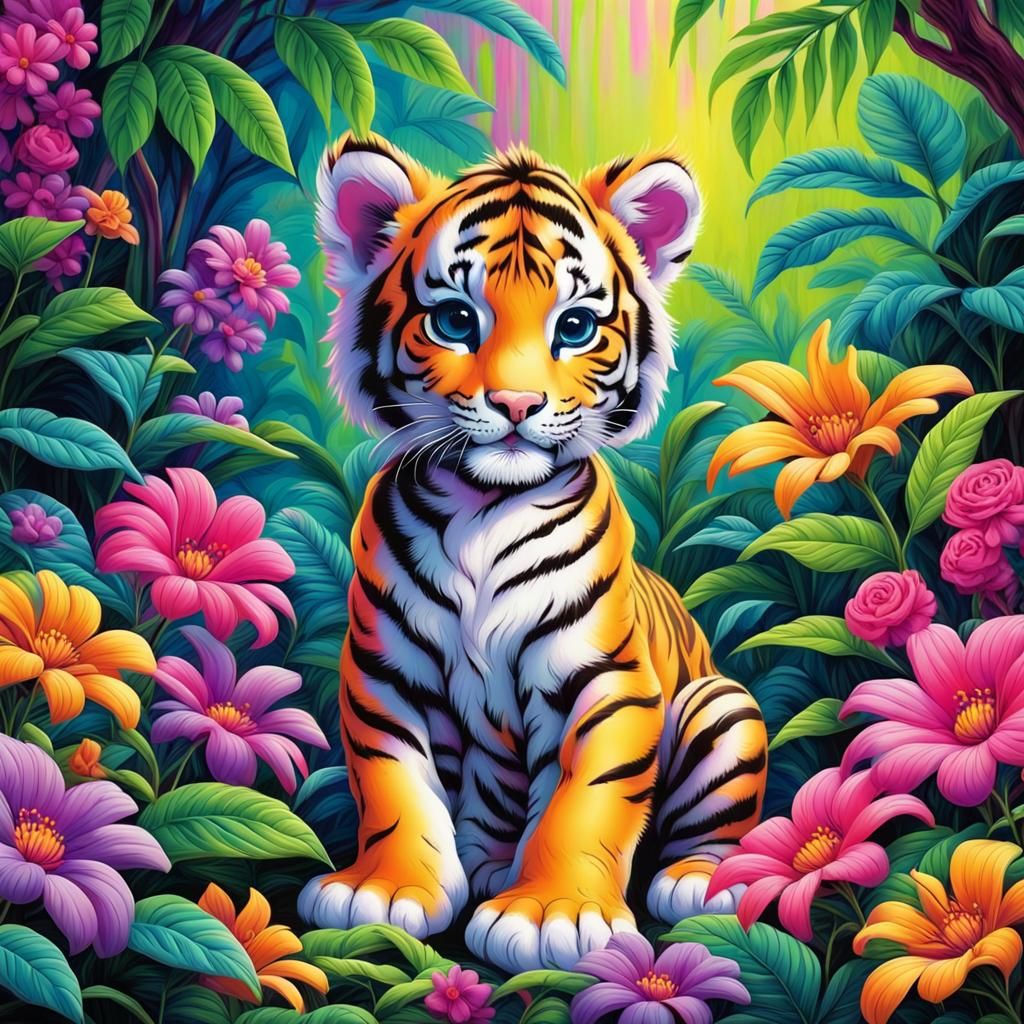 'Flower Jungle Babies Series' Tiger 1/2 ~ Inspired by the ar...