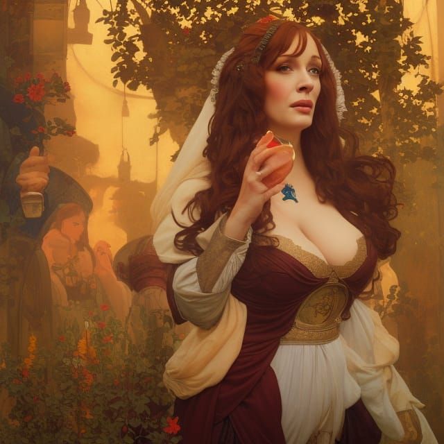 Medieval Barmaid in Tavern: Hyperrealistic Poster Art