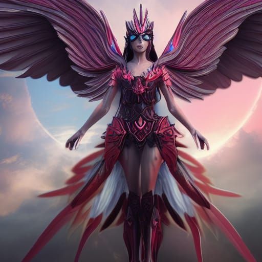 Angewomon Angel Warrior in Detailed Matte Painting