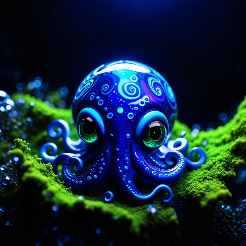 Luminol Blacklight Portrait of Opal Dichroic Kraken