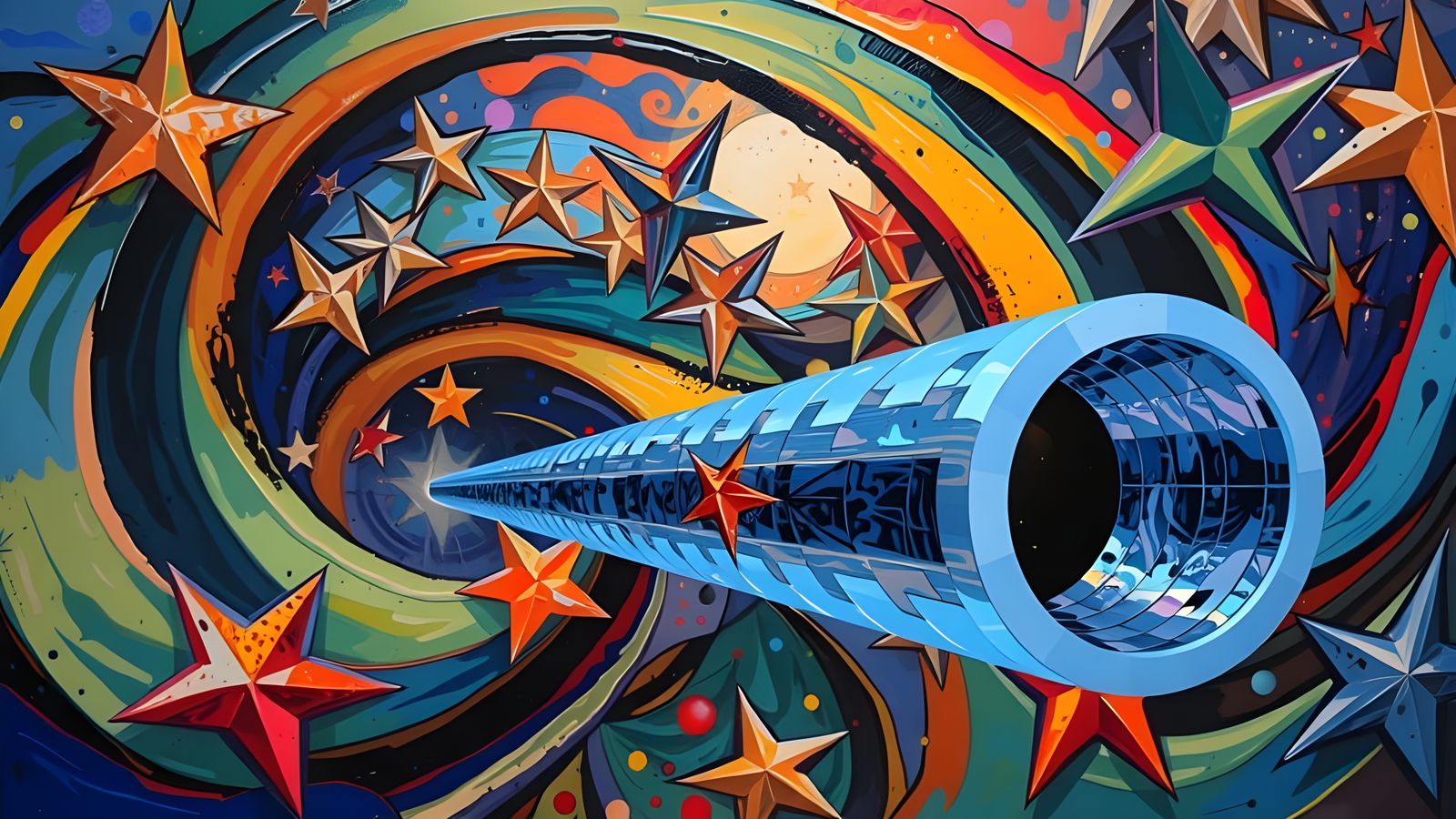 Resplendent Cosmic Vortex in Vibrant Impasto Colors