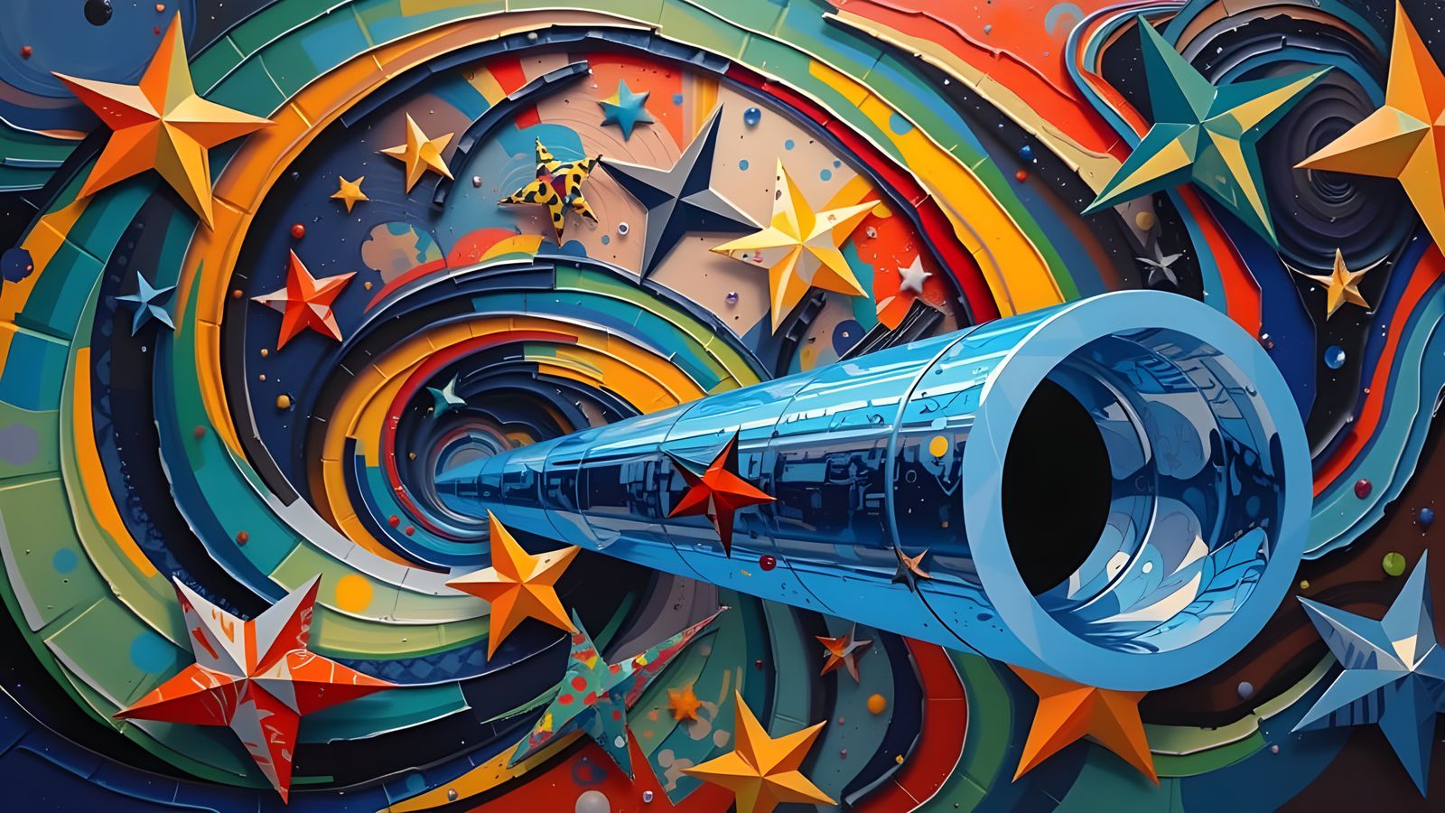 Stunning Metallic Mirror Cylinder in Cosmic Impasto Oil Pain...