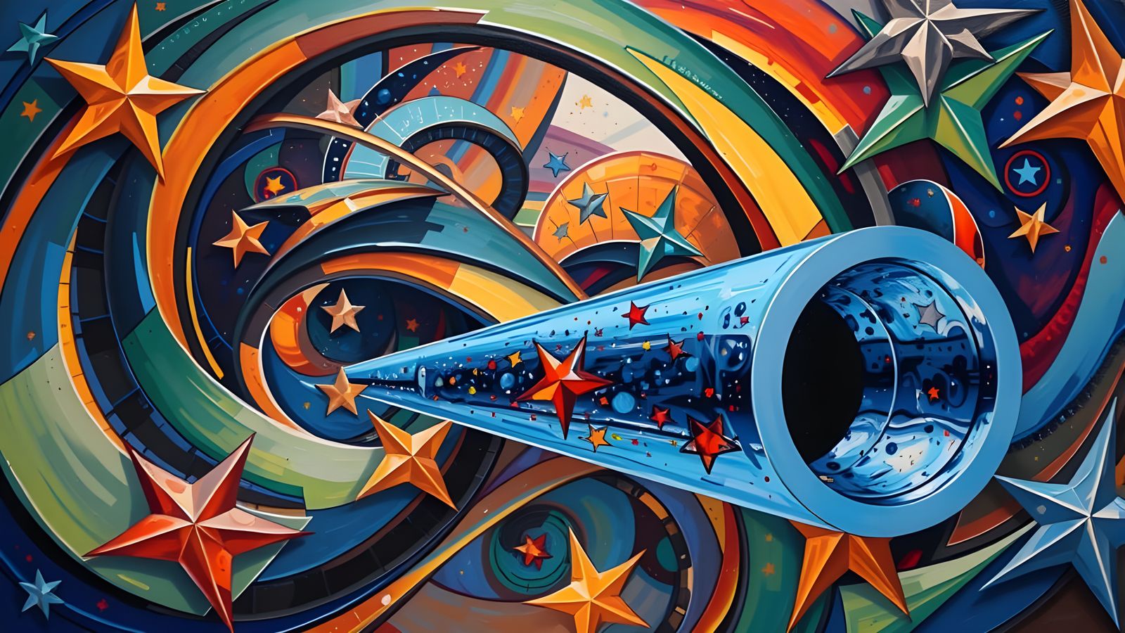 Glimmering Cosmic Vortex in Multifaceted Glass-Mirror