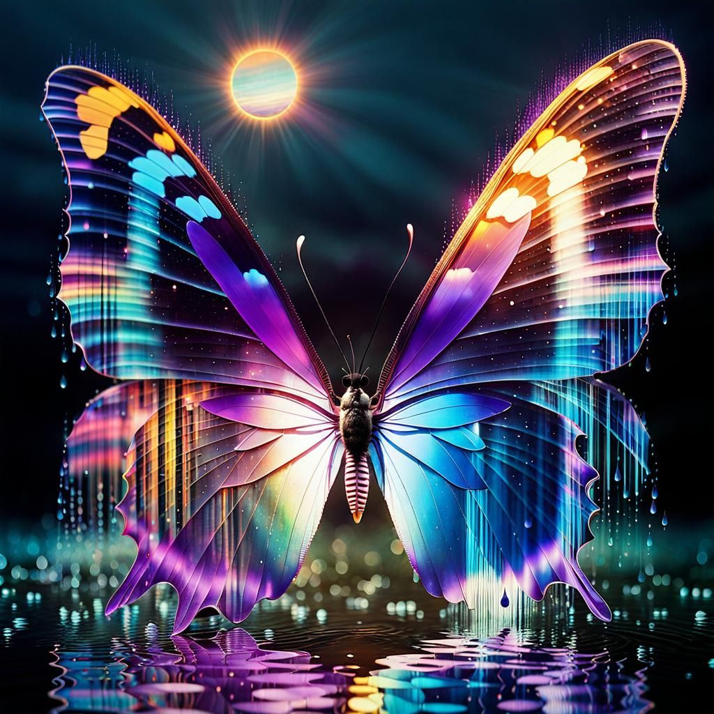 Butterfly Effect: Ripples in Prismatic Acid Grunge