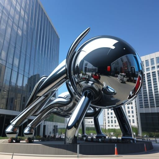 Abstract AI Chrome Sculpture Capturing Existence