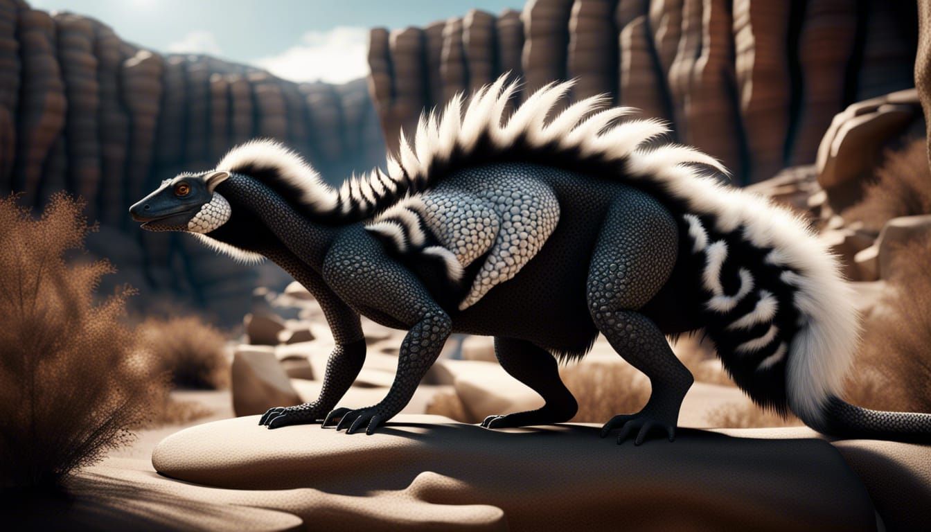 Furry Saurian in Savannah: Ultra Photorealistic Studio Photo