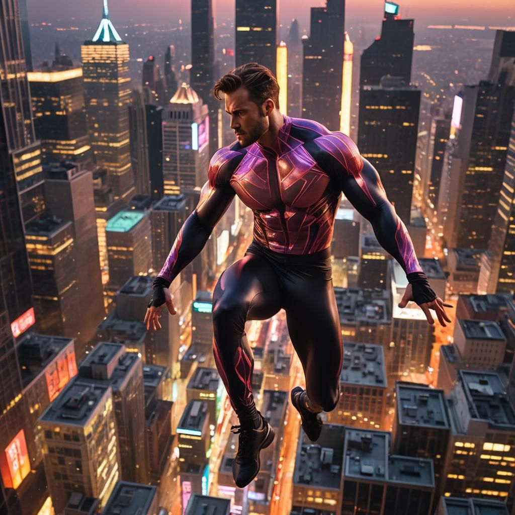 Superhero in Lycra over Metro Engorgia