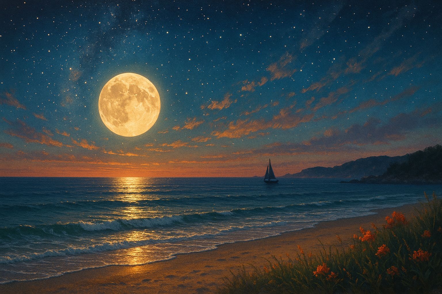 Tranquil Summer Night at the Sea