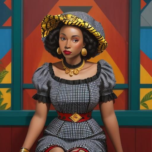 Jamaican Woman in Art Deco Portrait