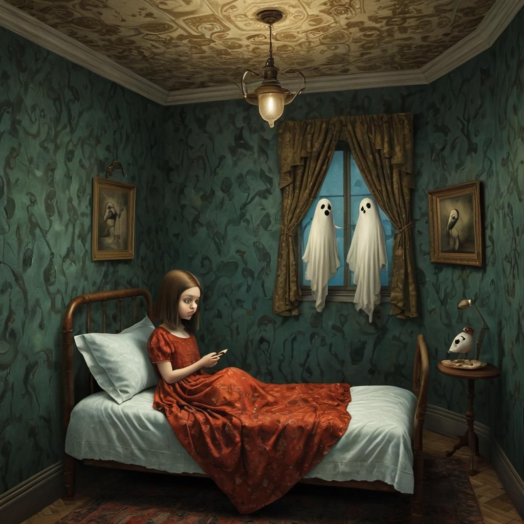 Girl Whistles in Haunted Guest Bedroom Scene