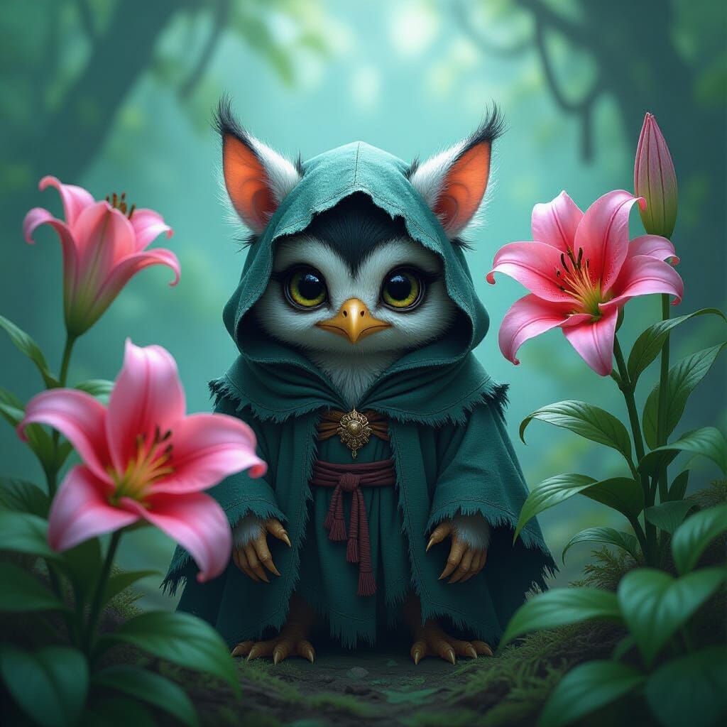 Melancholic Punk Hatchling in Mystical Grove