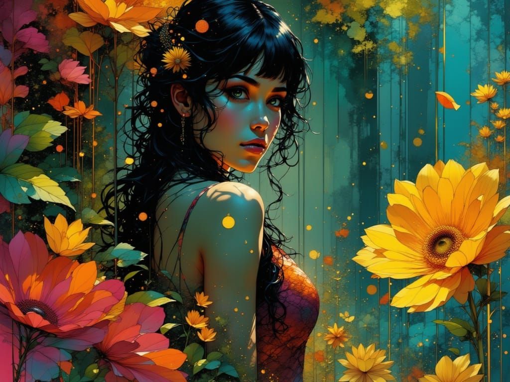 Woman in Secret Garden Portrait with Dynamic Lighting